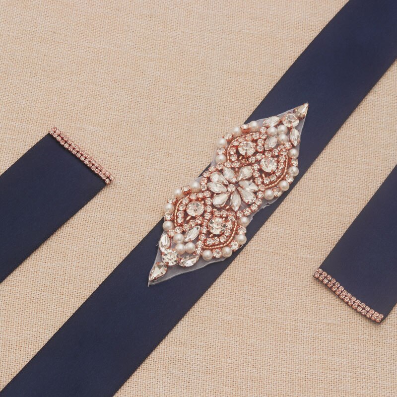 Missrdress Wedding Belt Rose Gold Crystal Bridal Sash Steentjes Linten Kralen Bruids Riem Voor Wedding Party Jurken JK932