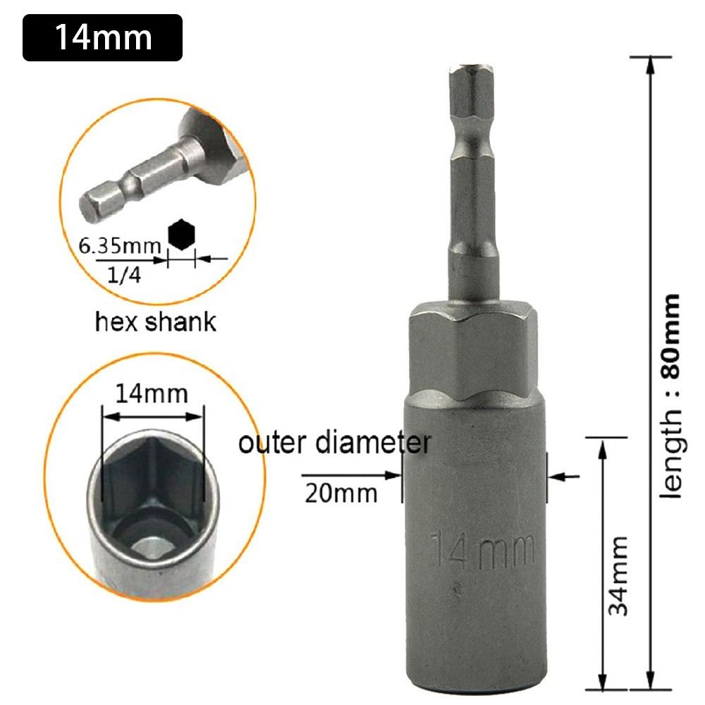 1Pcs Drive Socket Hex Socket Magnetic Nut Screwdriver 1/4" Hex Key Drill Bit Adapter 80mm Length Pneumatic Tool Accessory: Orange