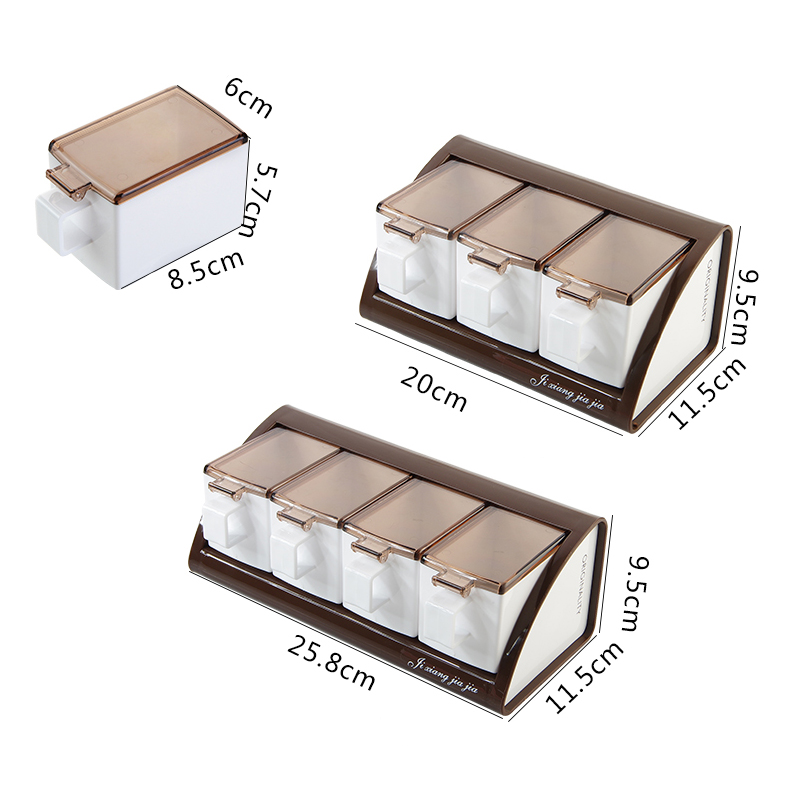 Spice Jar Seasoning Box 3/4Pcs Set Kitchen Spice Storage Bottle Jars Transparent PP Salt Pepper Cumin Powder Box Tool
