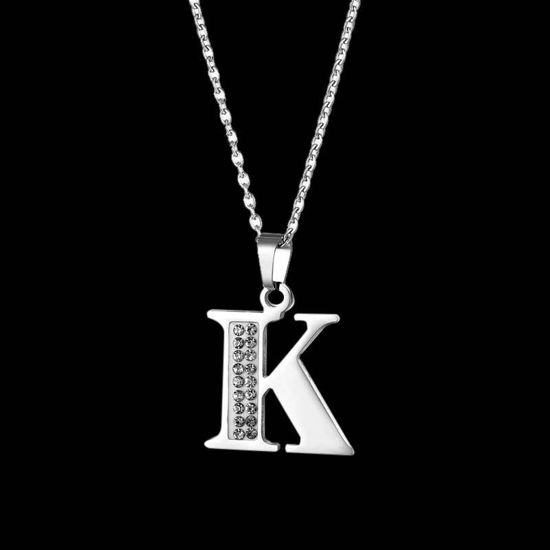 modisch Edelstahl Zirkon A-Z Alphabet Anhänger Kette Halskette Für Frauen Männer Punk Initial Buchstaben Name Halskette Schmuck