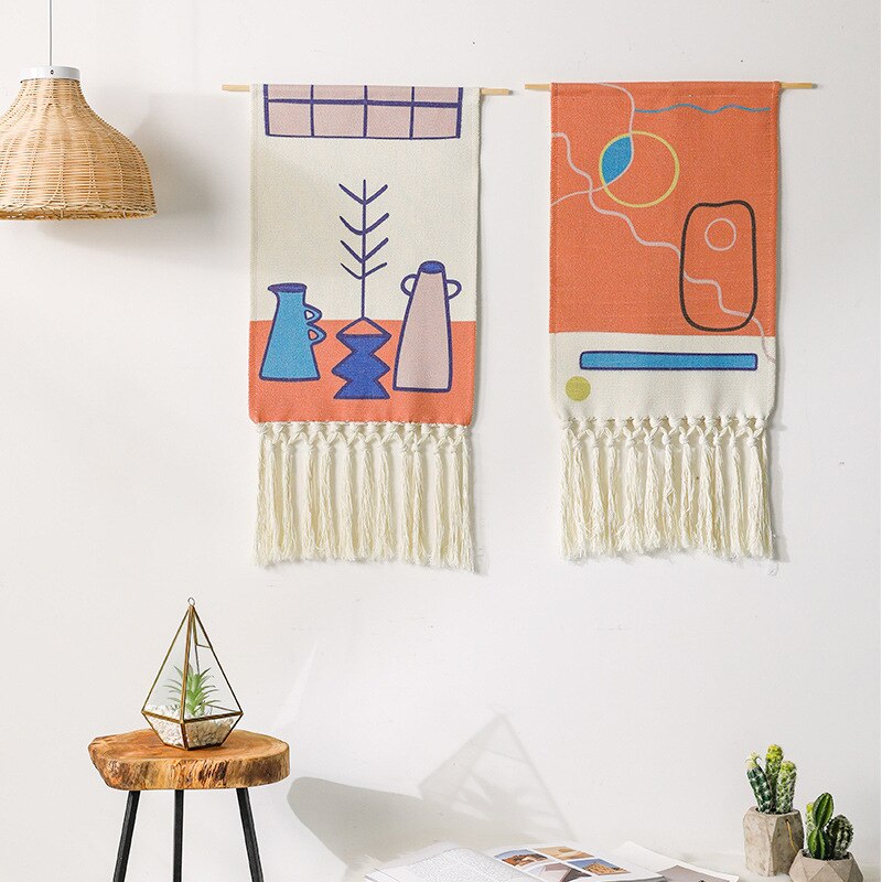 Tenture murale à motifs géométriques style Boho, accessoires de décoration pour la maison, coton et lin, tissé à la main, Art de la maison