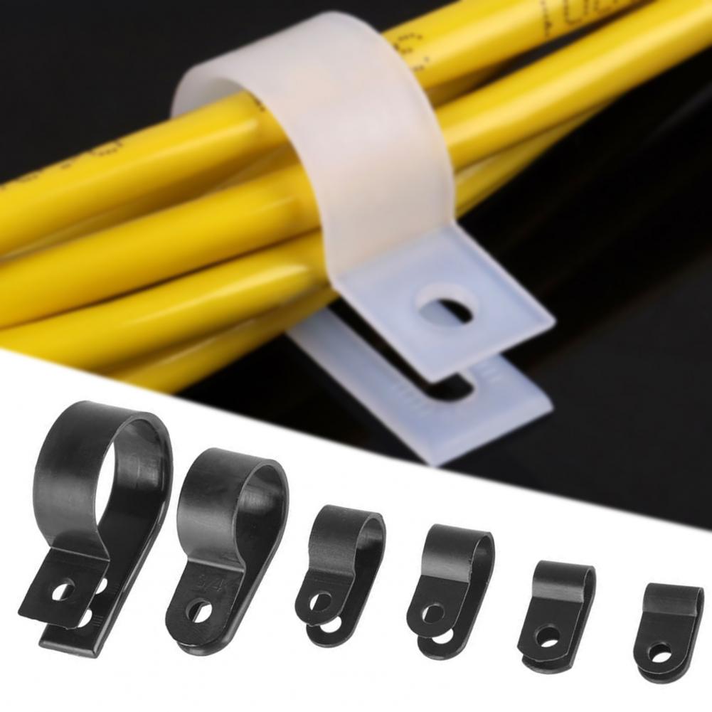 Black 200Pcs Convenient Multiple P Cable Clips Set Compact Cable Clip Portable for Cable Management