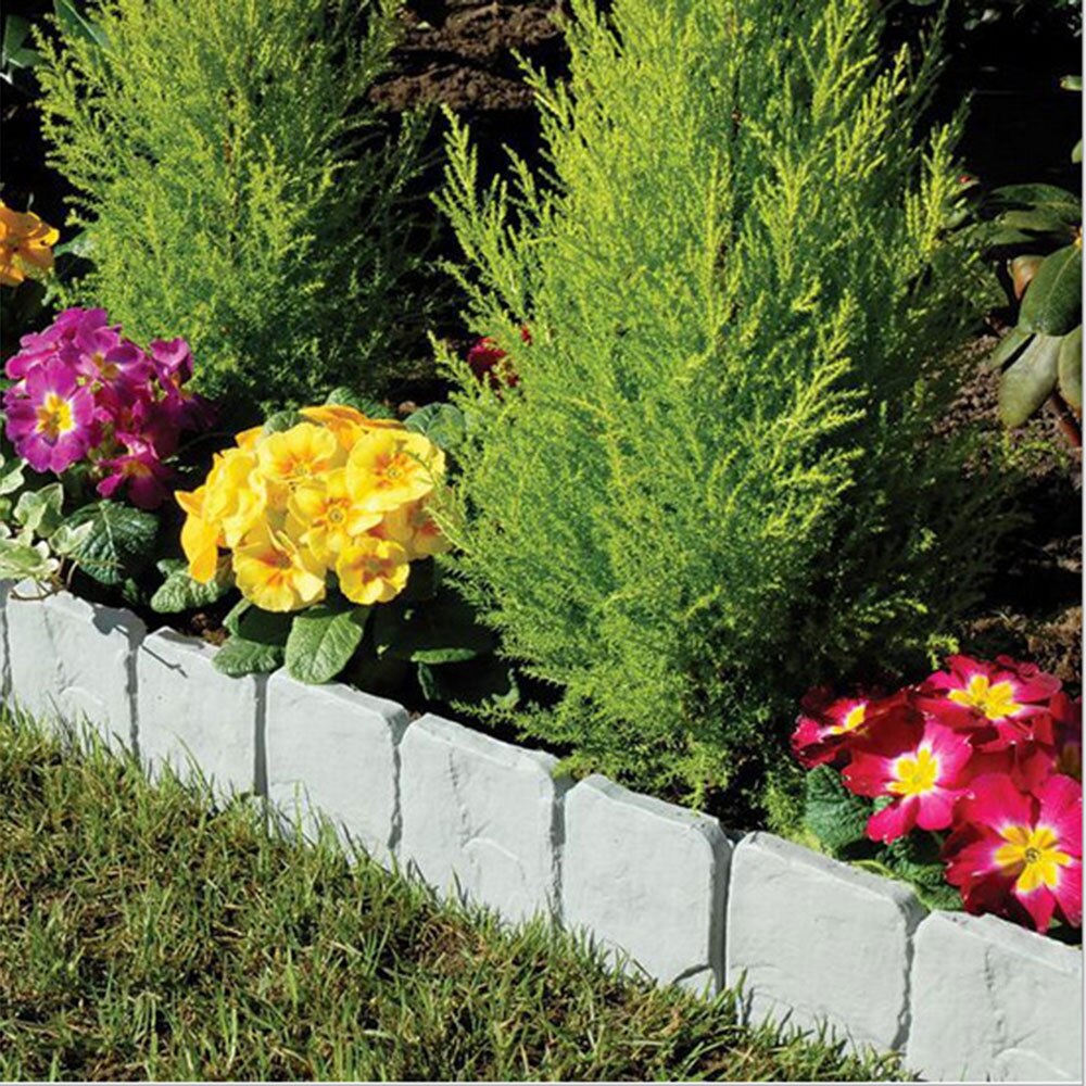 Plastic Garden Border 22.5*25.5*2CM Stone Gardens Cobbled Beautiful Garden Fence Practical Gray Lawn Gardening Plant Courtyard