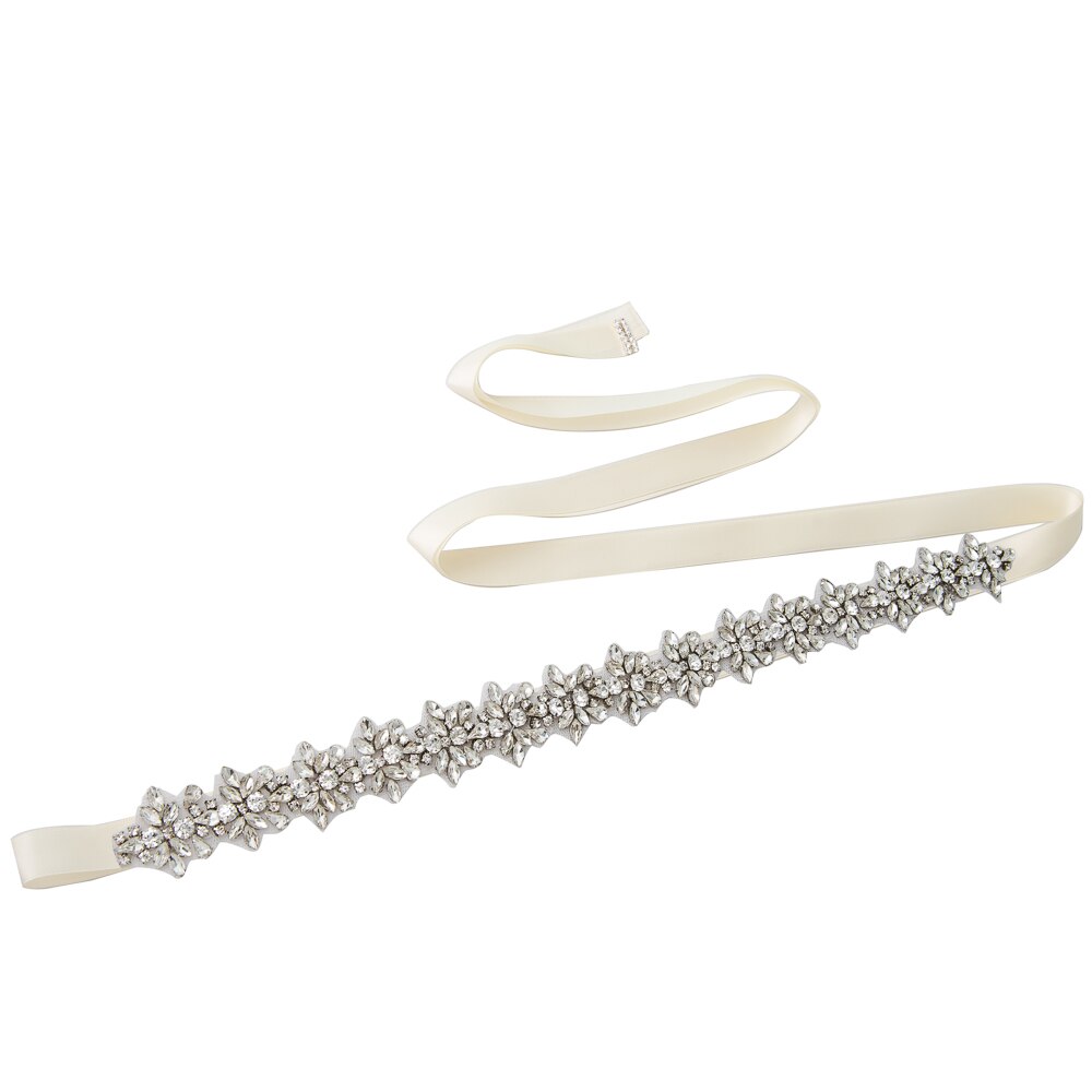 Trixy S269-S Bruiloft Riemen Zilveren Diamanten Riem Verbazingwekkende Crystal Rhinestone Riem Glanzend Bruids Riem Bruiloft Sjerpen Jeweled Riem: ivory