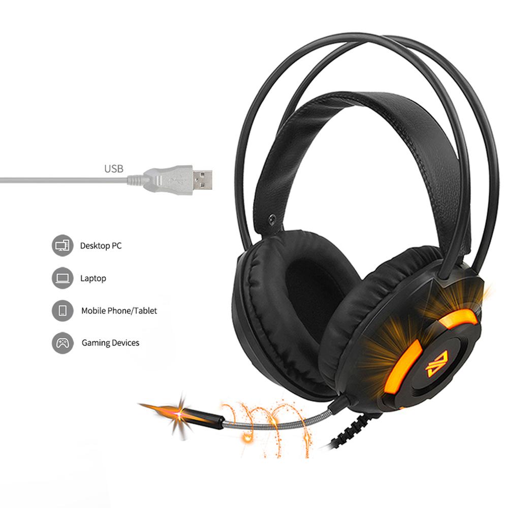 Roze Gaming Headset Ajazz AX120 Over-Ear Hoofdtelefoon Wired Game Koptelefoon Met Microfoon 7.1 Deep Bass Stereo Voor PS4 xbox Pc: Black USB