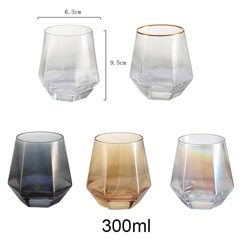 Verre à whisky Hexagonal irrégulier de 300ml, verre en diamant Transparent, pour la maison, le Club, le Bar, le Cocktail, la bière et l'eau,
