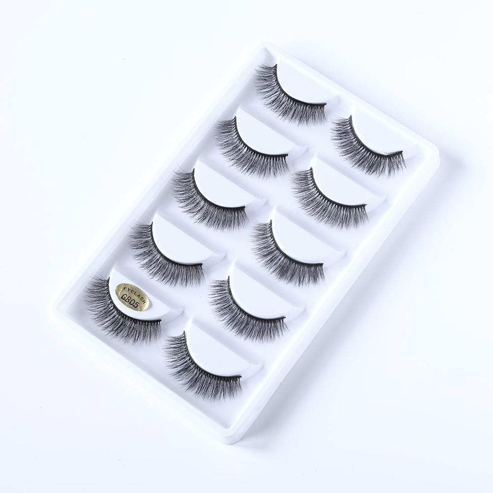 5 Pairs Dramatic Mink Lash Soft Light Weight Long Eyelashes Beauty Makeup Full Strip Lashes Crisscross Volume False Eyelash