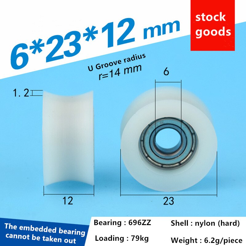 20 pièces delrin POM plastique enduit portant nylon U rainure piste guidage roulements à rouleaux poulie Peilin roue alésage taille 3 4 5 6 mm
