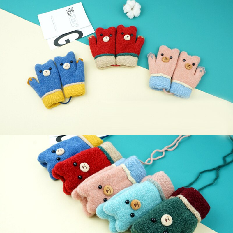 1Pcs Drie-Dimensionale Cartoon Kinderen Glovesknitting Handschoenen Cartoon Kind Warm Houden Winter Mooie Mode Opknoping Nek