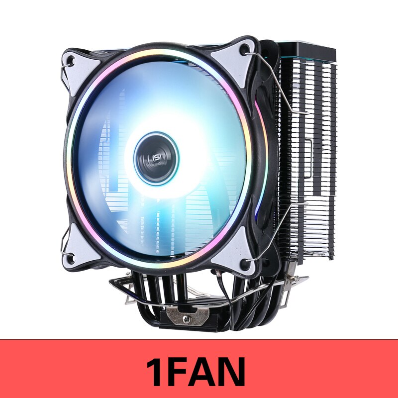 Kllisre cpu køler radiator blæser 6 varmerør rgb pwm 4 pin quiet til inte lga 115x 1200 v3 x79 x99 am4 socket ventilator: 4 pin 1 blæser