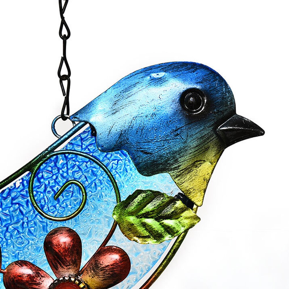 Retro vitral pássaro vento sinos de metal interior ao ar livre suncatcher campainha para janela escritório em casa pátio gramado ornamentos