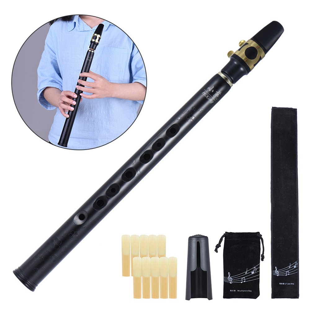 Mini-taschensaxophon bb mit alt-mundstücken, 10 rohrblättern, tragetasche, holzblasinstrument, musikinstrumente