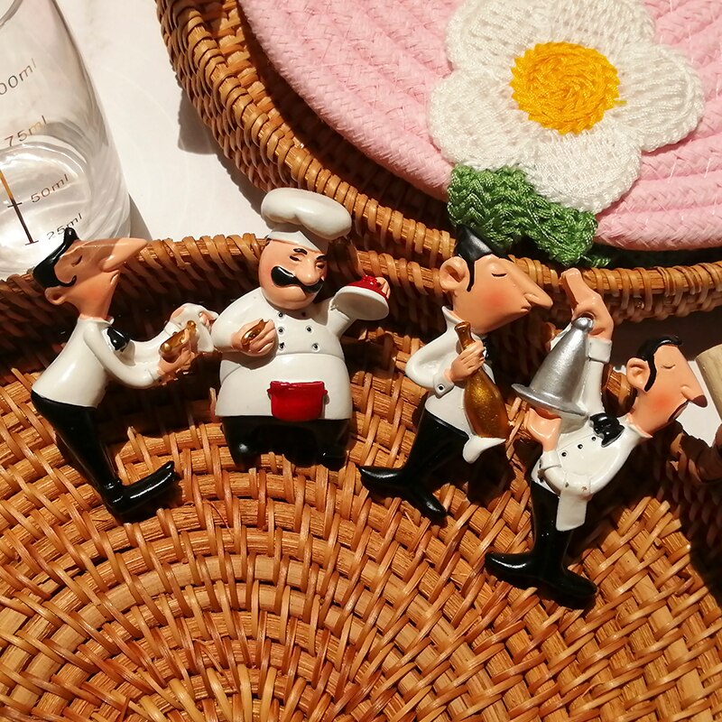 Cute 3D Fridge Magnets Kawaii Chef Cartoon Refrigerator Stickers Small Cook Resin Magnetic Fridge Magnet For Home Kitchen Decor