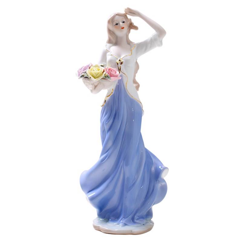 Decoración moderna para el hogar, artesanía de cerámica, figura de chica bonita, estatua, adornos europeos, vitrina de exhibición,: Marrón