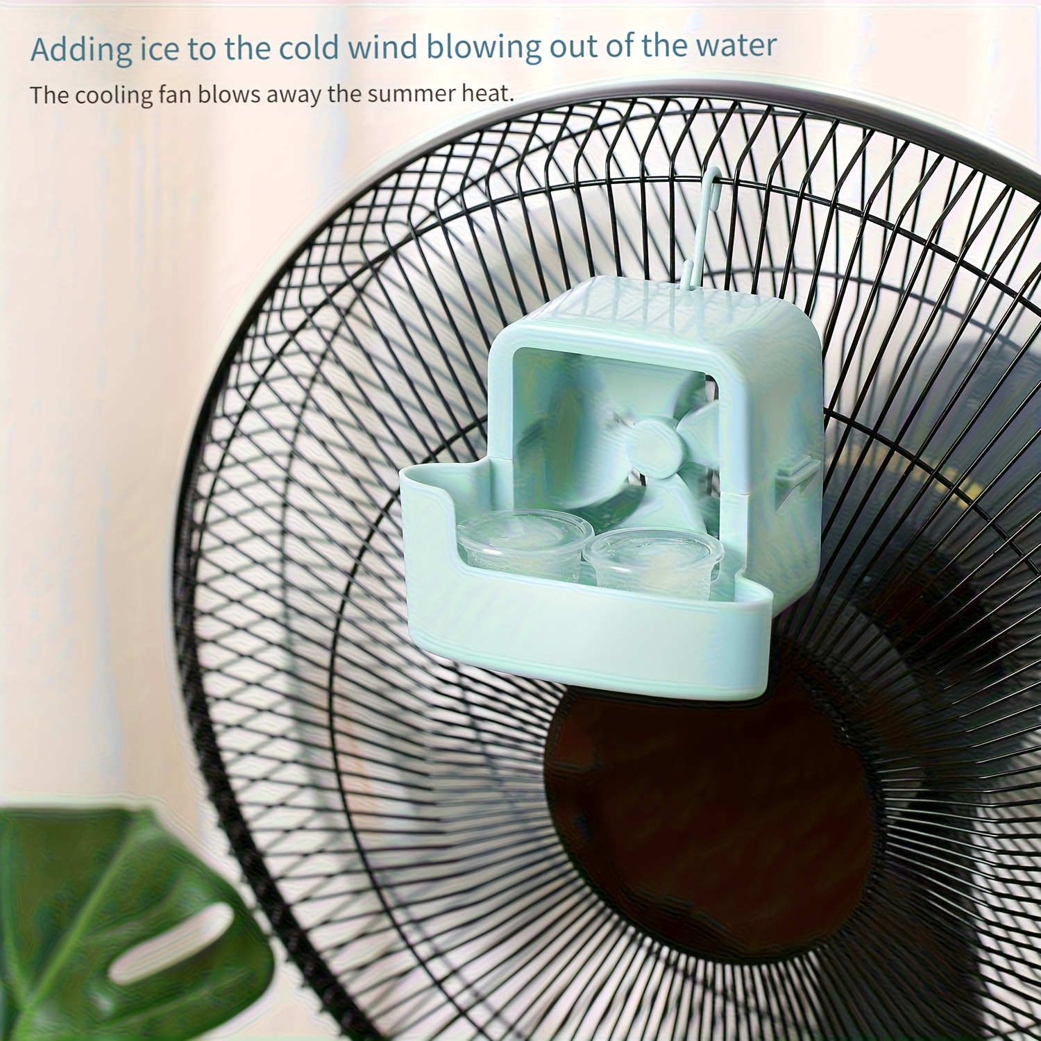 Refroidisseur de ventilateur portable sans perçage avec glaçons – Fonctionnement mains libres à clipser, en plastique durable pour la maison, le bureau et l'extérieur.