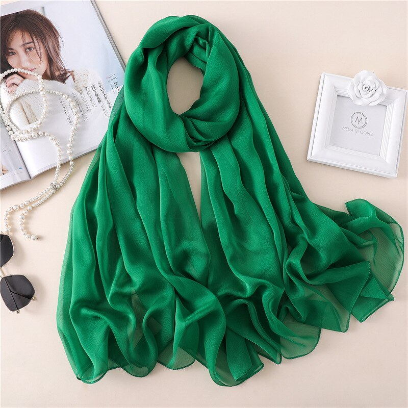 2022 Brand Women Scarf Solid Summer Silk Scarves Lady Shawl Wrap Large Size Beach Stoles Pashmina Foulard Hijab