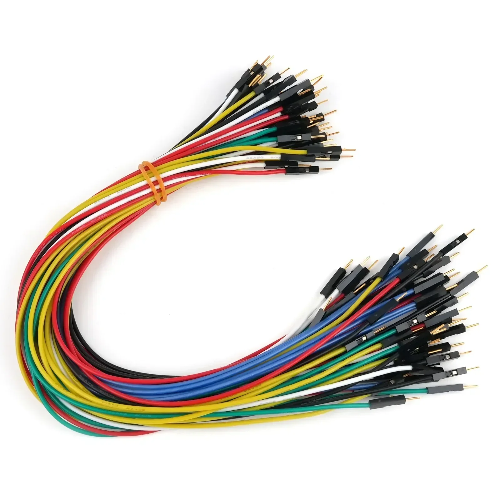 Fil DuPont en silicone plaqué or, Bornes, Fil de test haute température, 60 conducteurs, 22AWG, 2.54mm, 30cm, 60 pièces