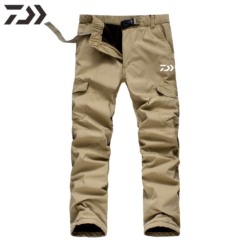 Daiwa Pants Men Fishing Pants Winter Thermal Solid Multi-pocket Cotton Casual Trousers Sport Loose Pants Men In Sweatpants