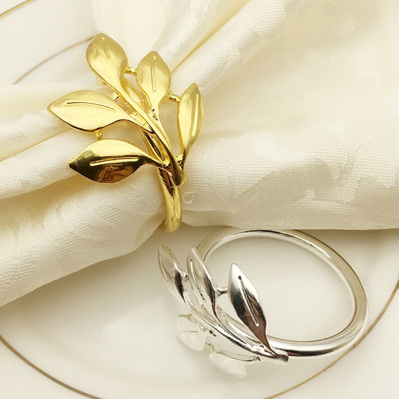Falde blade serviet ringe guld sølv dåb armbånd metal serviet holder bryllup dåb brusebad fest indretning