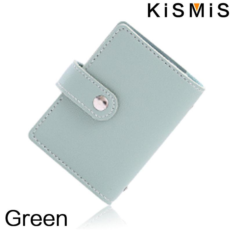 KISMIS 1 PC femmes hommes en cuir 26 fentes ID porte-cartes de crédit RFID blocage portefeuille étui sac de poche: green