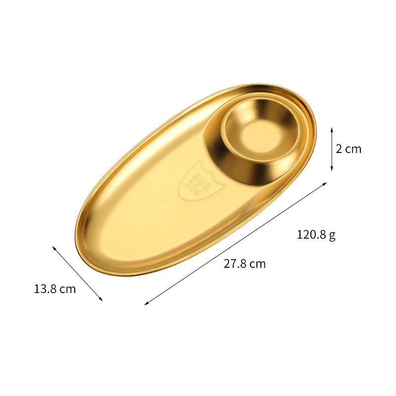 Grid plate 304 Stainless Steel Snack Plate Divided Grid Plate Oval Plate With Sauce Plate Western Fries Fried Chicken Plate: large2