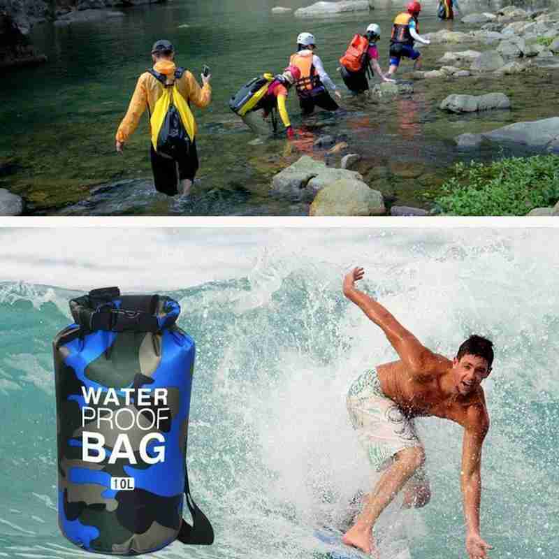 Dry Camouflage Portable Rafting Diving Outdoor Bag Sack PVC Waterproof Folding Swimming Storage Bag for River Trekking