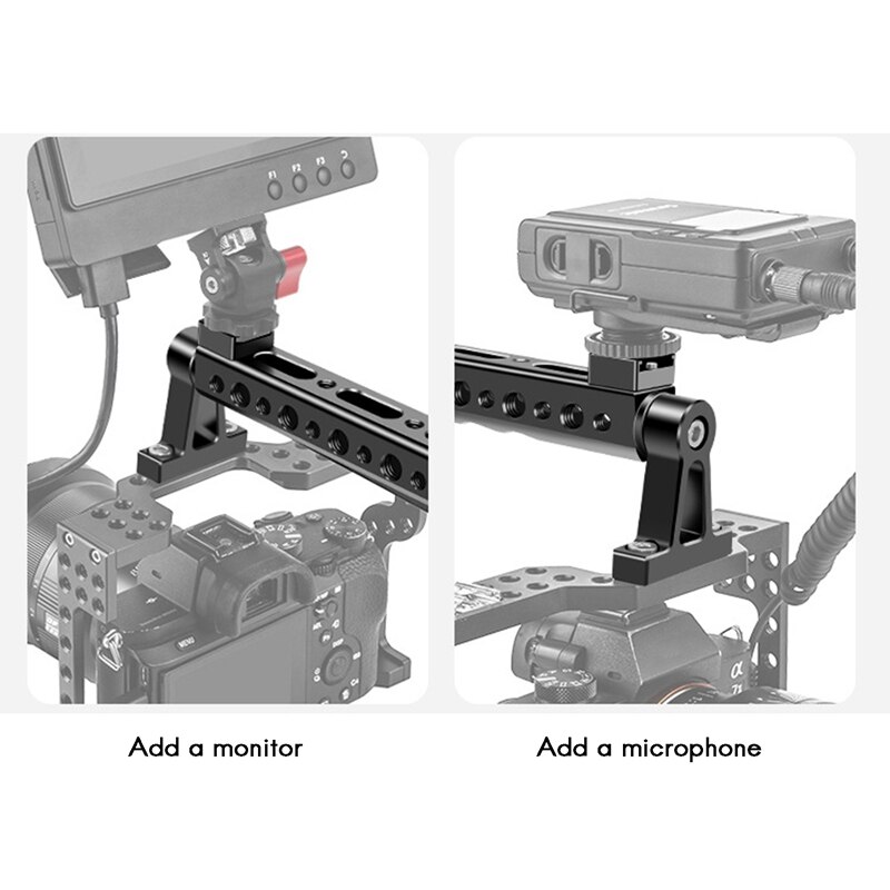 Impugnatura della maniglia della fotocamera con fori filettati da 1/4 pollici da 3/8 pollici Monitor universale di espansione della scarpa fredda microfono luce a LED