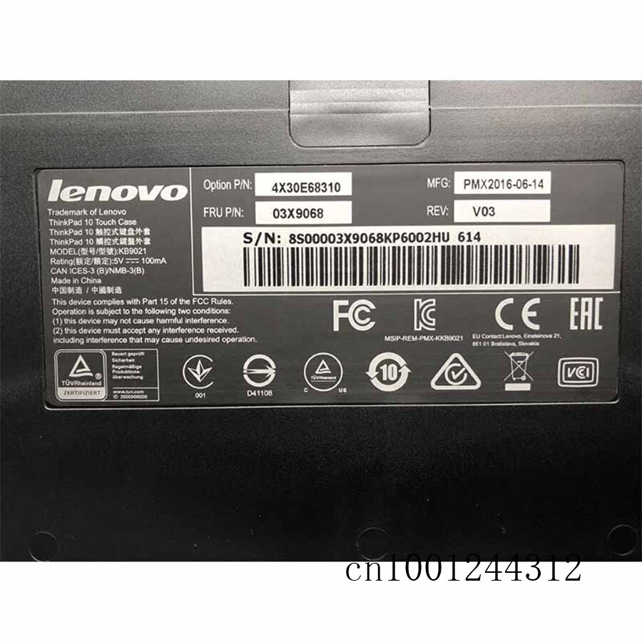 Original for lenovo thinkpad 10 tablet touch keyboard lærveske engelsk  us 03 x 9068