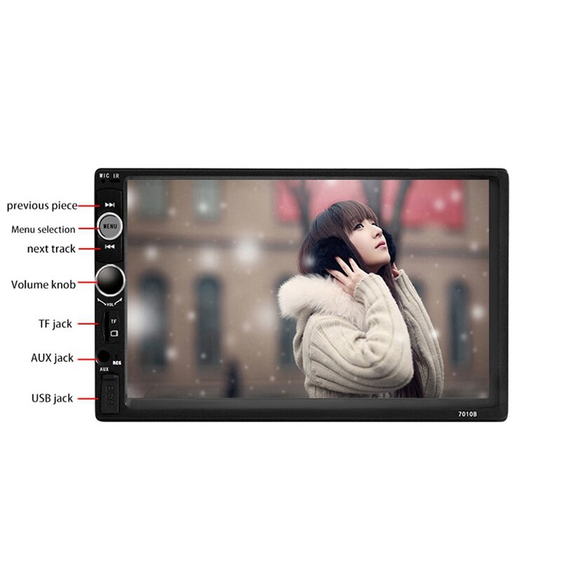 7 Inch Din Car Radio Bluetooth MP5 MP4 Player with Rear View Camera Touchscreen FM TF AUX Mirror Link USB Charge