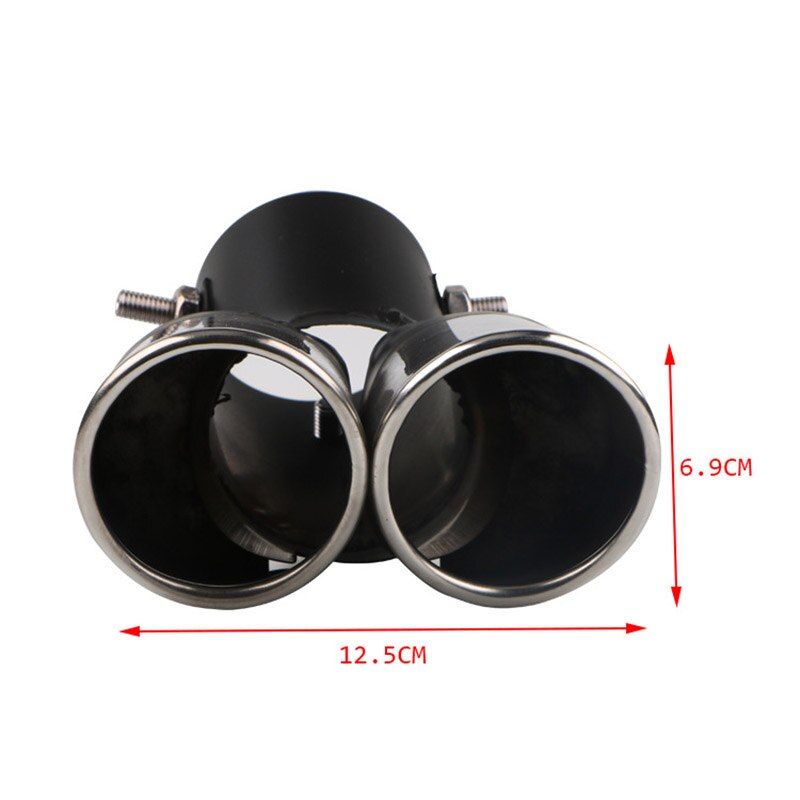 Silenciador de tubo de escape Universal de acero inoxidable curvado, salida Dual de 63mm, puntas de corte, accesorios cromados para coche