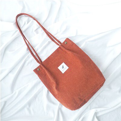 Tassen Voor Vrouwen Corduroy Schoudertas Herbruikbare Boodschappentassen Casual Tote Vrouwelijke Handtas Voor Een Bepaald Aantal: Rust red