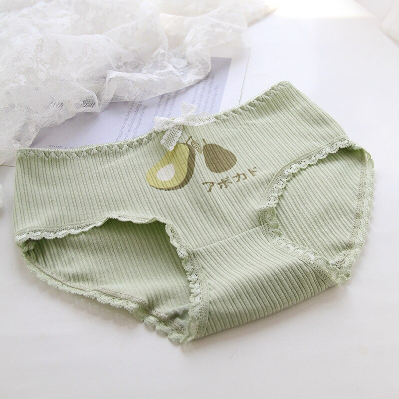 6 Stks/set Kinderen Ondergoed Cartoon Avocado Fruit Afdrukken Strik Verticale Graan Meisje Ventilatie Driehoek Broek