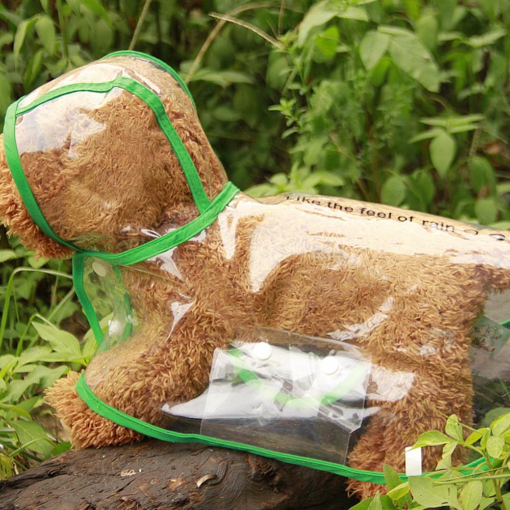 Pet Dog Puppy Waterproof Raincoat Jacket Rainwear Transparent Buttons Hood Coat