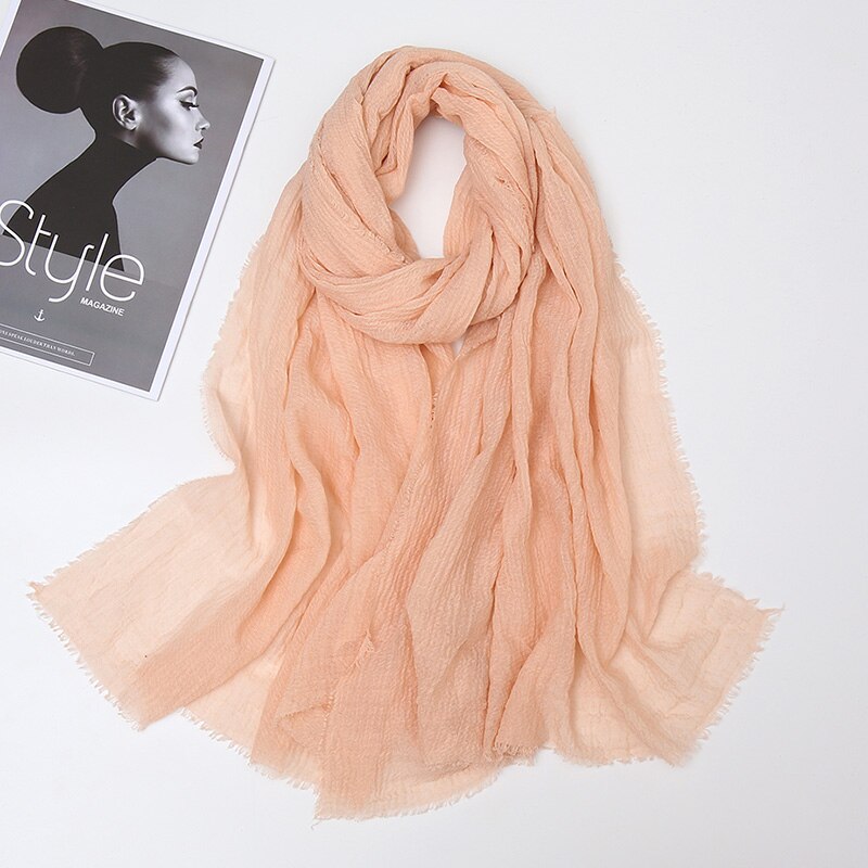 Plain Crinkle Cotton Scarf Women Muslim Hijab Large Size Tassel Scarves Stoles Pleated Islamic Bandana 10pcs/Lot: 13