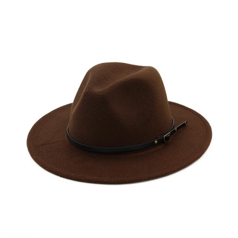Uldfilt fedora hat kasket bred kant med bælte damer trilby chapeu feminino hat kvinder mænd jazz kirke gudfar sombrero kasketter  h3