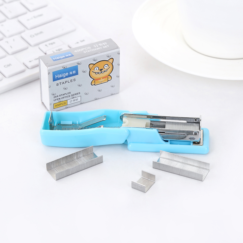 Home Stapler Set Cute Cartoon Stapler Mini Small Stapler Student Stationery come with 400pcs 24/6 needle Nail