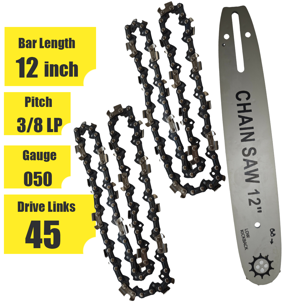 12 Inch Chainsaw Chains Guide Bar 3/8 LP Pitch .05... – Grandado
