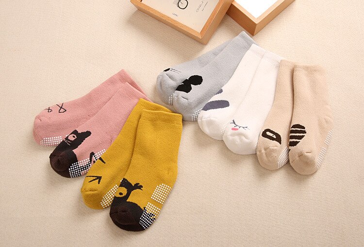 5 Pairs/Set Cartoon Baby floor Socks For Baby Girl Baby Boy Infant Child Socks Non-slip spring asymmetric children socks 0-2 Y: Default Title