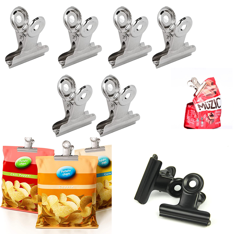 10Pcs Mini Bulldog Clips 22mm Metal Hinge Clips Stainless Steel Paper Binder Clamps For Tags Bags Shops Office Home Kitchen