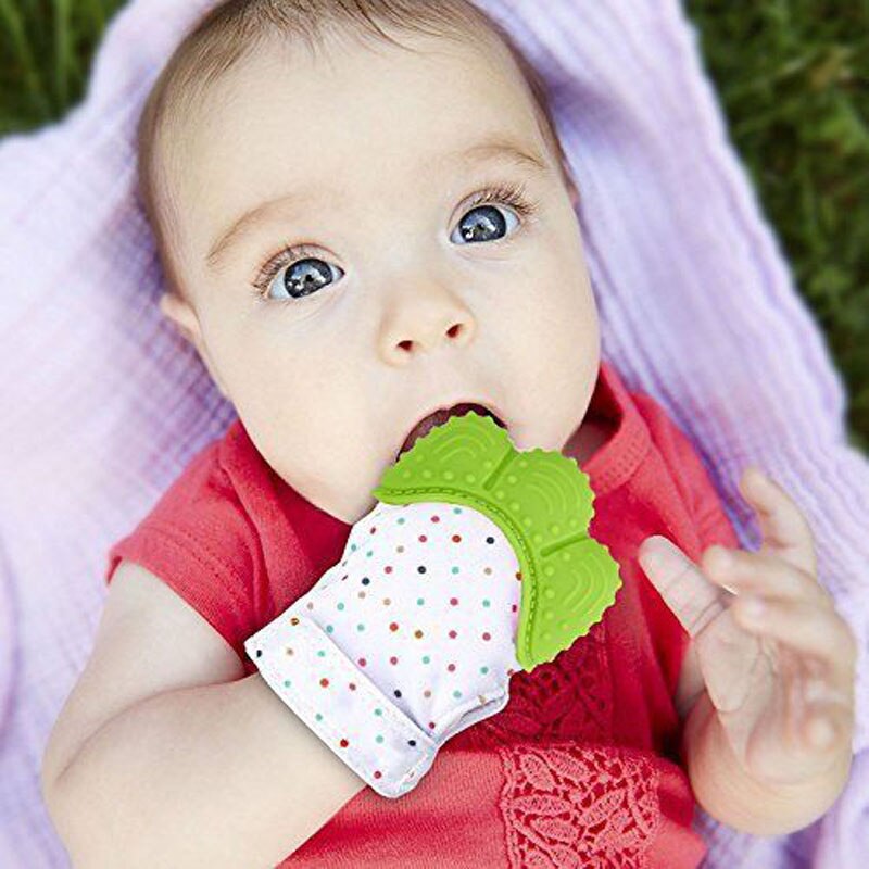 sûr Silicone bébé mitaine dentition mitaine dentition gant emballage de bonbon son dentition G0150