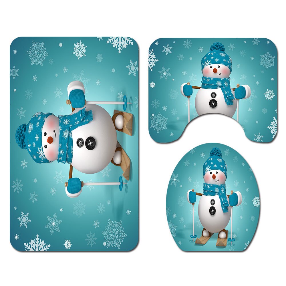 Zeegle Kerst Badmat En Douchegordijn Set Antislip Douche Floor Mat Absorberende Wc Tapijt Voet Mat Wasbare badmat Set: SDS20