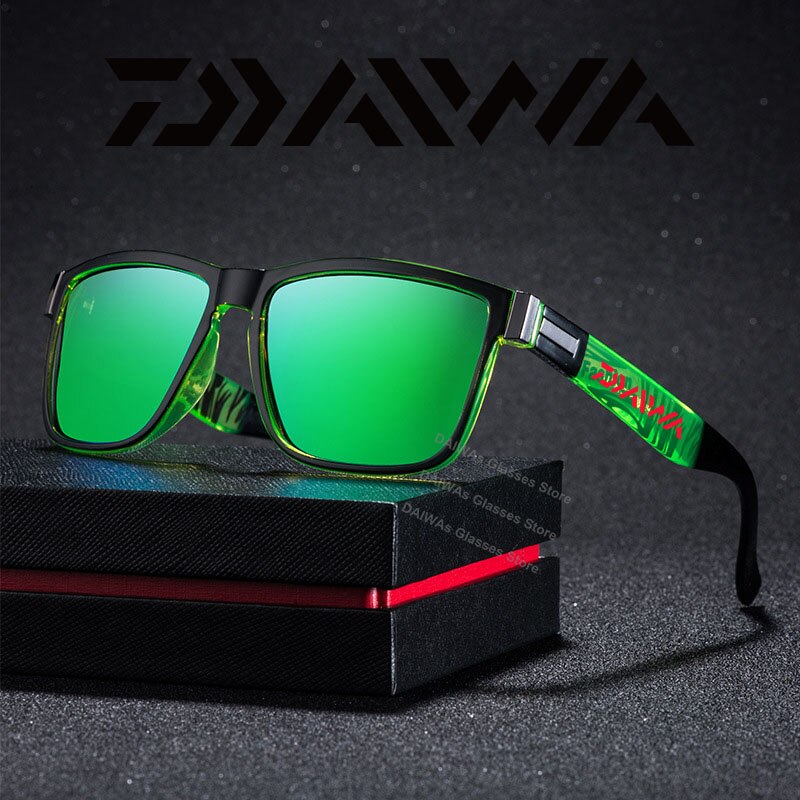 Daiwa Gepolariseerde Zonnebril Mannen Vierkante Sport Zonnebril Voor Mannen Rijden Vissen Zwart Frame Goggle UV400