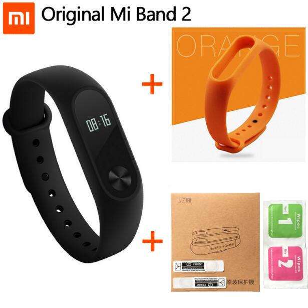 100% original xiaomi Mi Band 2 smart Wristband Bracelet Miband2 + Smart Heart Rate Fitness Touchpad: Orange