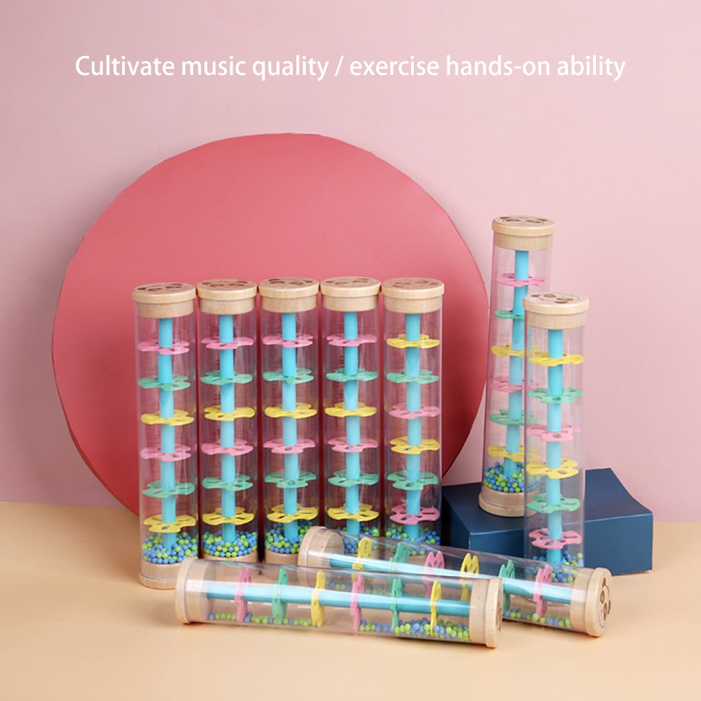 Juguete musical de lluvia para niños, Bola de tubo de sonido, reloj de arena, instrumento de percusión, educativo para bebé, juguete de sonido