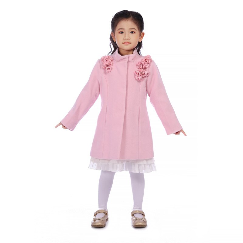 Abrigo cálido rosa para niñas, prendas de vestir, chaquetas para niños, abrigo informal de flores rojas, Otoño e Invierno