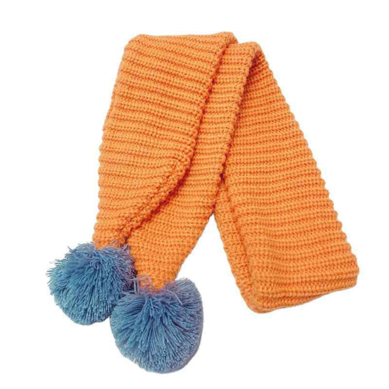 Verdikte gebreide kindersjaal effen kleur kruisstreep jongens en meisjes lange handdoek hangende bal winter warm baby haar nek