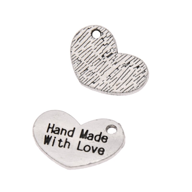 50 stk / pakke hjerteformet håndlavet med kærlighedsbogstav metaletiketter til tøj diy håndværk quiltning tags forsyninger