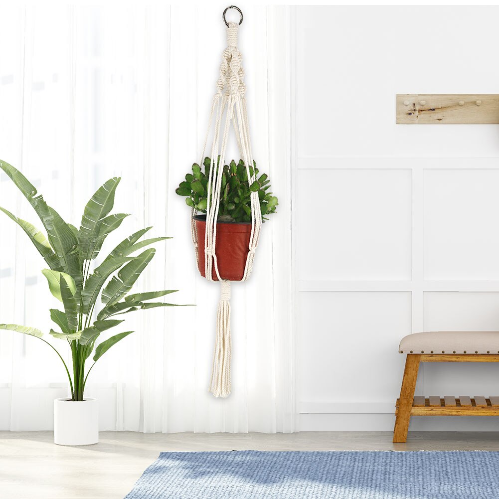 Macrame Plant Hanger Baskets Flower Pot Holder Balcony Wall Hanging Planter Decor Knotted Lifting Rope Home Garden