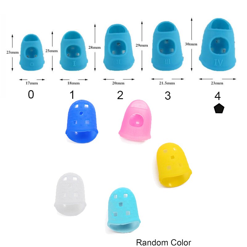 5Pcs Colorful Silicone Thimbles Hollowed Out Breathable Playing Guitar Protective Finger Sleeve DIY Crafts Sewing Supplies: 4