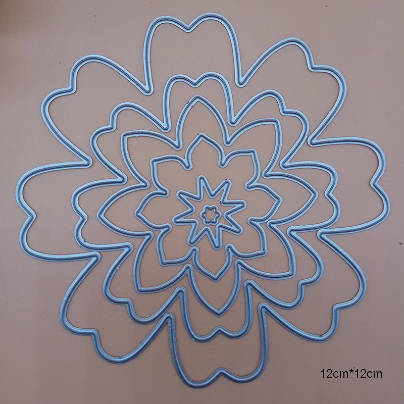 Pesimämuotti kampasimpukka ommeltu suorakulmio soikea tähti neliömerkki etiketti ympyräkehys metallinleikkausmuotit joulukorttiin: Iso kukka